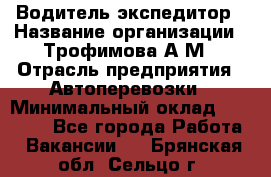 Водитель-экспедитор › Название организации ­ Трофимова А.М › Отрасль предприятия ­ Автоперевозки › Минимальный оклад ­ 65 000 - Все города Работа » Вакансии   . Брянская обл.,Сельцо г.